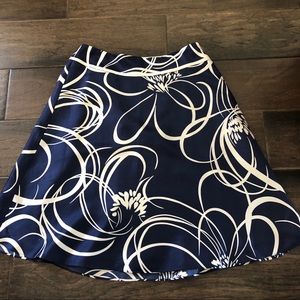 Silk Navy and White Ann Taylor Skirt
